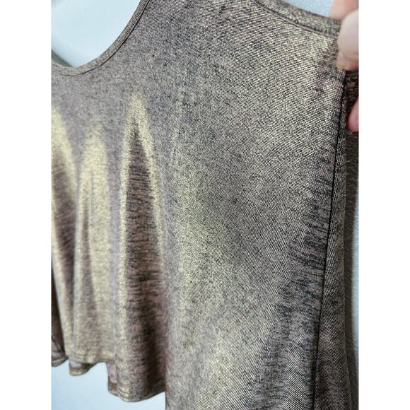 Kimchi Blue Gold Bronze Metallic Round Neck Flowy Tank Top S - Picture 11 of 15